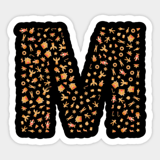 Letter M Initial Christmas Decorations Gingerbread Sticker
